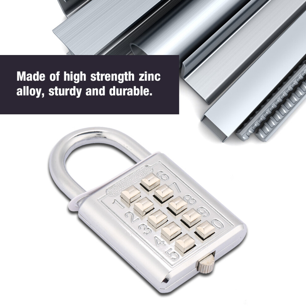 5 Digit Combination Padlock Zinc Alloy Password Lock For Door School Gym Fence Cupboard, Silver 7901324741422