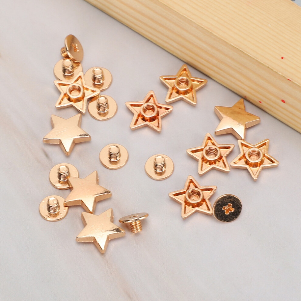 50 Sets Star Shape Rivet 12Mm Flat Screw Clothes Accessory Anti‑Corrosion Zinc Alloy(Gold ) 3201324741397