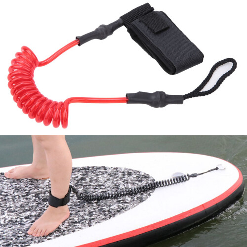 Durable TPU Elastic Foot Rope Leash Ankle Stretchable for Paddle Board Surfboardred white 2
