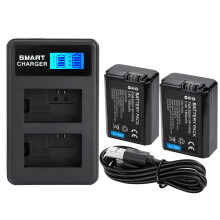 NP-FW50 Battery Charger Dual Slot USB Charging with LCD Screen for Sony A6000 A6300 A6500 A7r A7