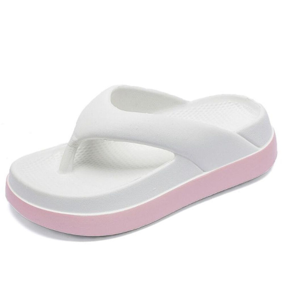 (white, 38-39) Woman Flip Flops Popular Design Shoes Casual Platform Sandals Non-slip Outdoor Slippers Features Flat Sandals