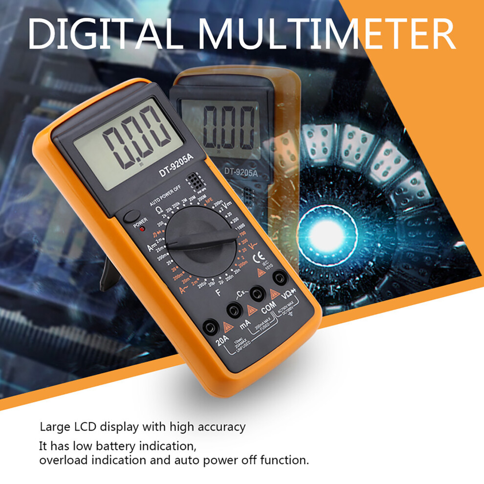 Dt9205a Lcd Display Handheld Digital Multimeter Ac/Dc Resistance Capacitance Tester 7901324747455