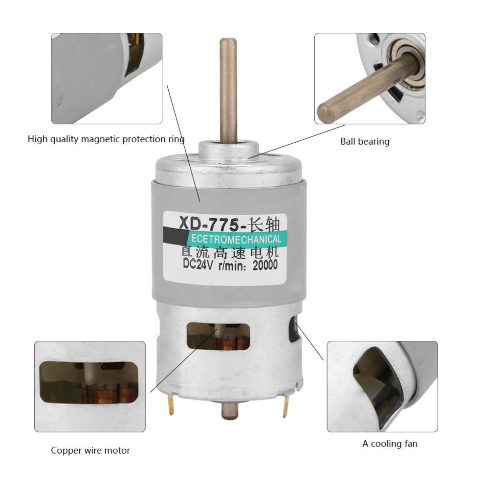 775 Motor High Speed 80W High Power Torque Extension Shaft Dc Motor (24V20000 Rpm) 8781324748817