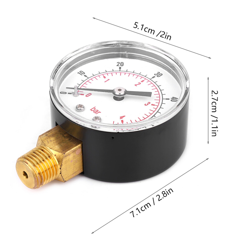Pressure Gauge 50Mm 1/4 Bspt Brass Thread For Fuel Air Oil Gas Water (0-60Psi 0-4Bar) 5011324754444