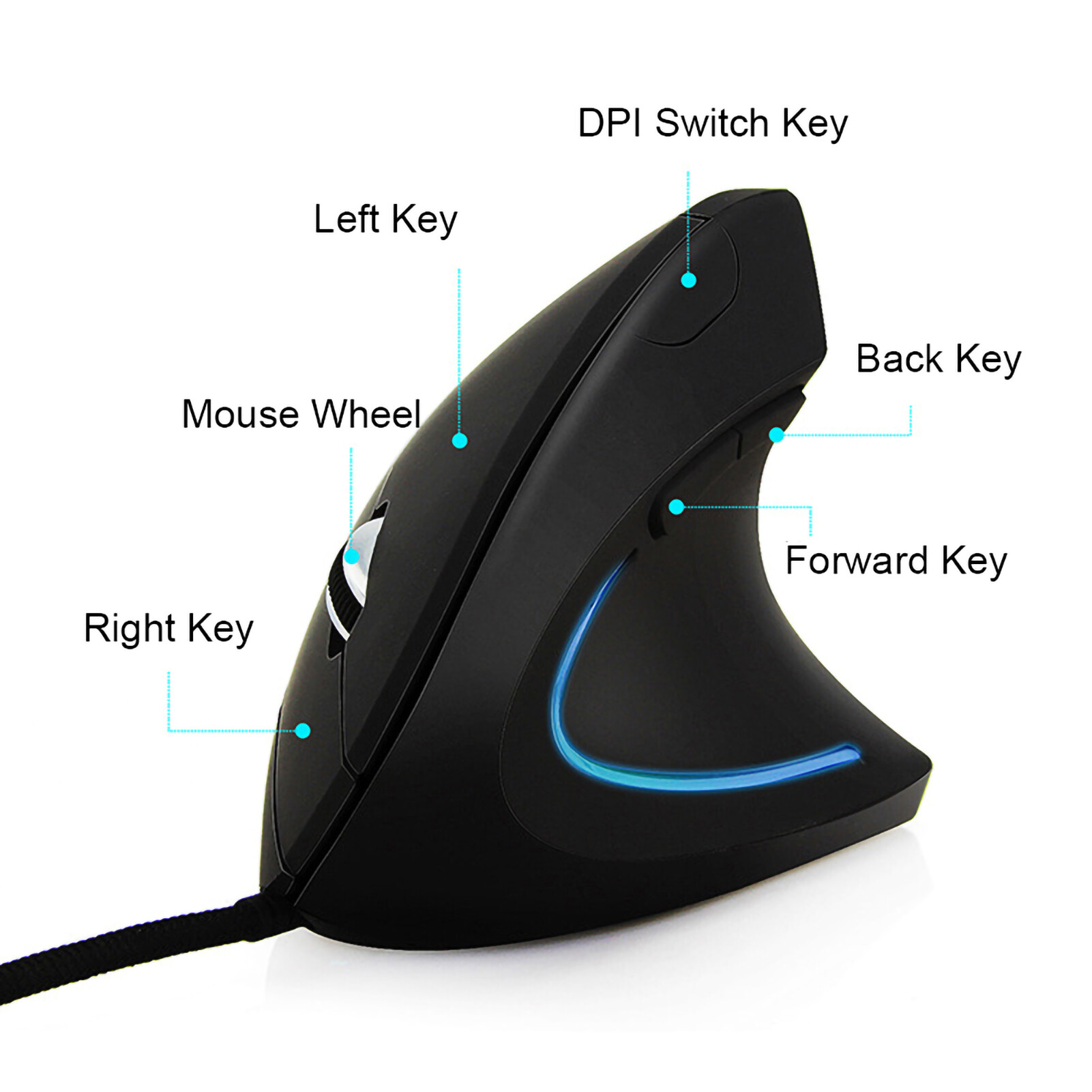 6D Ergonomic 800‑1200‑2000‑3200 DPI Adjustable Optical Vertical Gaming ...