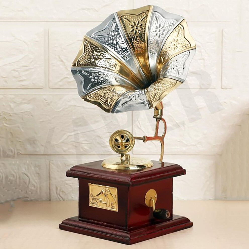 Antique Gramophone Decorative Showpiece (10 Inches) Handicraft Mini Brass Items For Home Decor,
