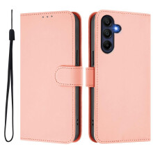 (as the picture, Pink) For Samsung Galaxy A26 5g Case Solid Color Wallet Leather Phone Cover With Strap