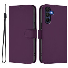 (as the picture, Voilet) For Samsung Galaxy A26 5g Case Solid Color Wallet Leather Phone Cover With Strap