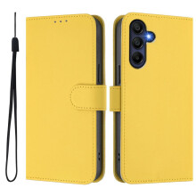 (as the picture, Lemon) For Samsung Galaxy A26 5g Case Solid Color Wallet Leather Phone Cover With Strap