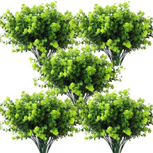 (20 Bundles, Green) Artificial Outdoor Flowers Artificial Greenery Artificial Plant Bundles Spring Greenery Outdoor Plants Artificial UV Resistant for Porch,20 Pcs