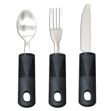 Arthritis Aid Silverware For Parkinsons,- Heavy Stainless Steel Spoon, Fork, Serrated Knife (standard)