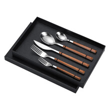 Tableware Cutlery Set Stainless Steel Dinner Knives Forks Spoons Eating Utensils High Hardness Flatware Set Wood Grain Handle