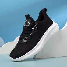 (Black, 36) Lightweight soft sole shock-absorbing running shoes for girls
