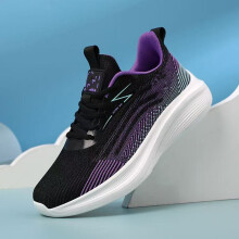 (Black purple, 38) Lightweight soft sole shock-absorbing running shoes for girls