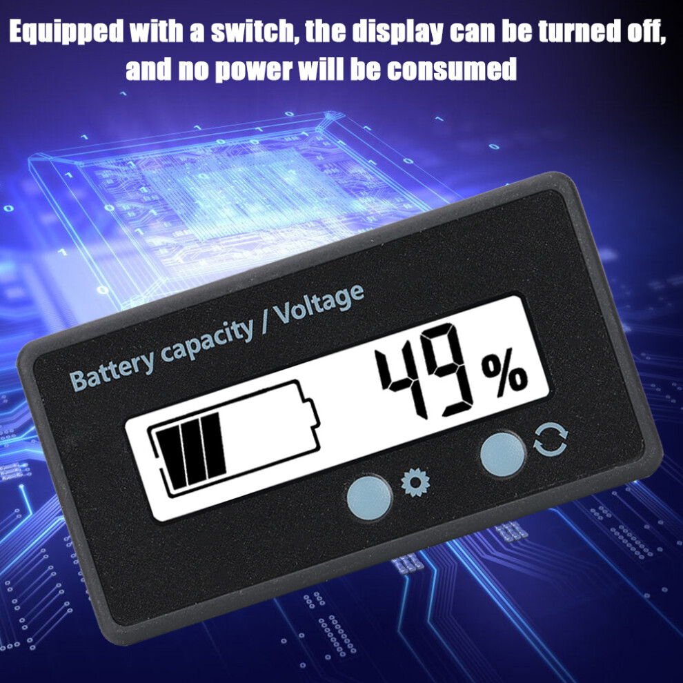Gy-6Gs Pcb Htn Waterproof Battery Capacity Monitor Indicator Lcd Display 12-84V White 3411324782591