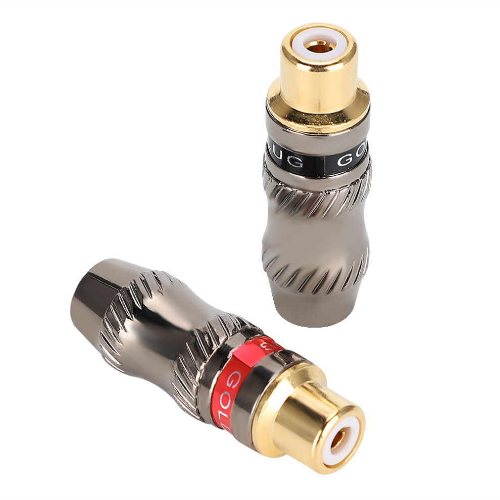 2Pcs Zinc Alloy Plated Rca Female Soldering Plug For Diy Audio Cable Extension Cable Gold 8781324782798