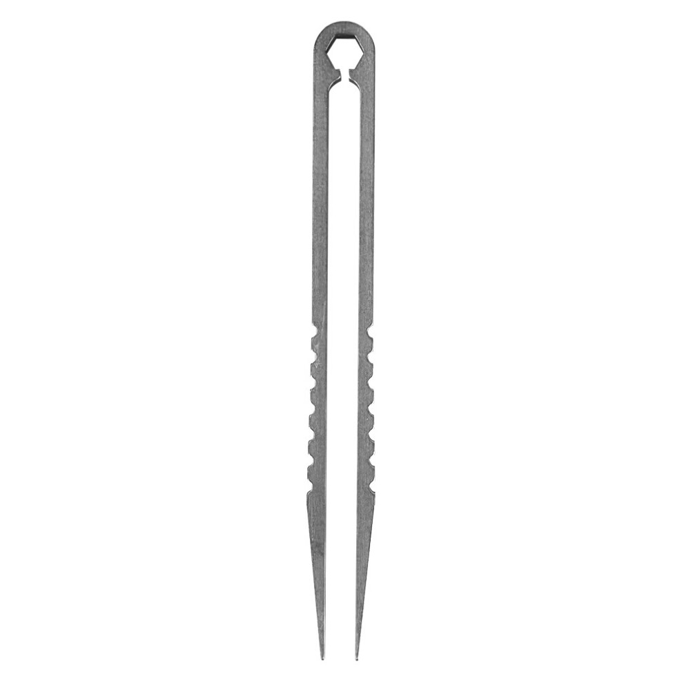 Portable EDC Titanium Alloy Tweezers Outdoor Survival Camping Travel Mini Tool(Steel Color)