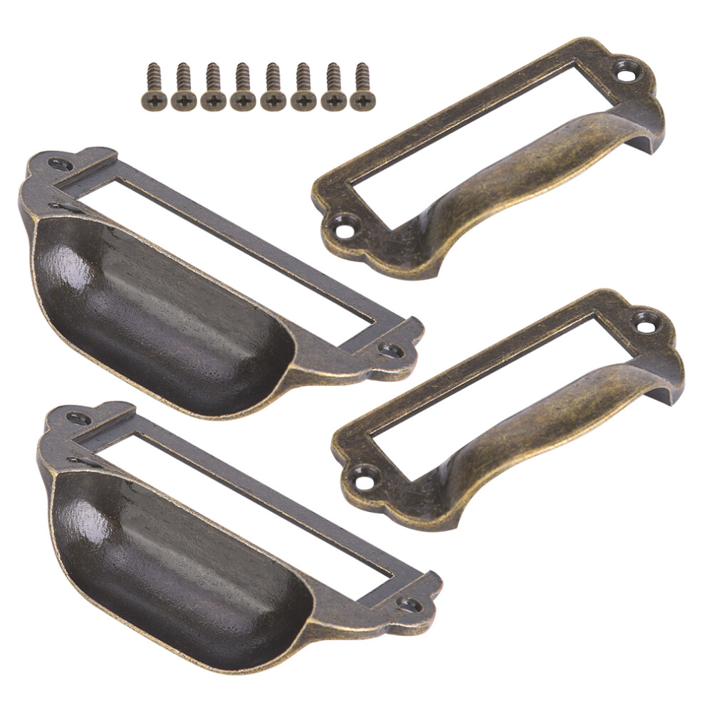 4Pcs Antique Green Bronze Medicine Cabinet Frame Pulls Zinc Alloy Name Card Holder Handle 5041324785834