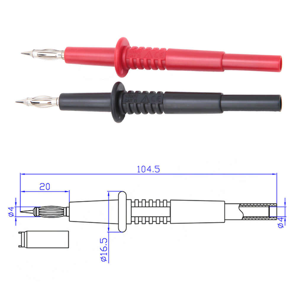 2Pcs P5011 4Mm Banana Plug Test Probe Banana Connector Test Lead For Multimeter 6951324786016