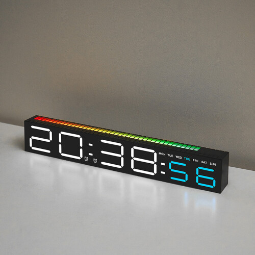 (Black shell blue light) New creative LED electronic clock simple alarm clock bedside ornament