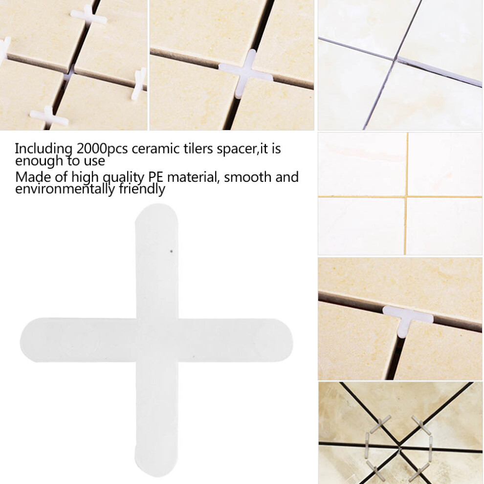 2000Pcs Ceramic Tiler Spacer Cross Plastic Tile Plumber Reuseable Leveling System 3Mm 9441324789867