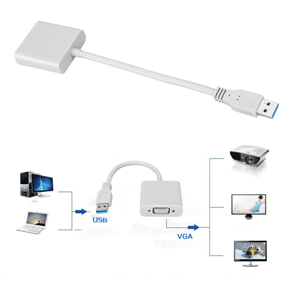 Usb 3.0 To Vga Adapter Cable For Win 7/8 System (White) White 7891324790240