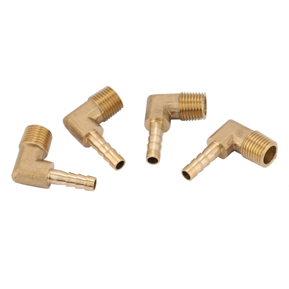 4Pcs Brass Male Thread Elbow Hose Tail Barb Connector Fitting G1/4" 6Mm 4901324790775