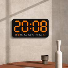 (6638 Black Shell Orange Light) New simple large screen hanging dual-purpose clock living room ornament