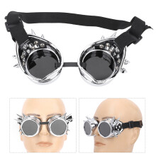 ABS Steampunk-Goggles 150x60mm helles Silber
