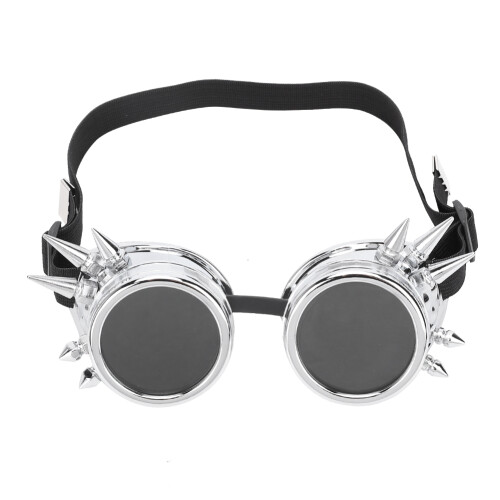ABS Steampunk-Goggles 150x60mm helles Silber 1