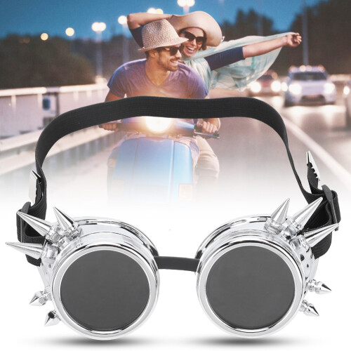 ABS Steampunk-Goggles 150x60mm helles Silber 2