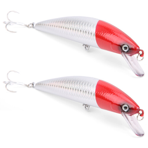 2 Stück sinkender Minnow-Köder 5# ABS 102 g Zungenplatte