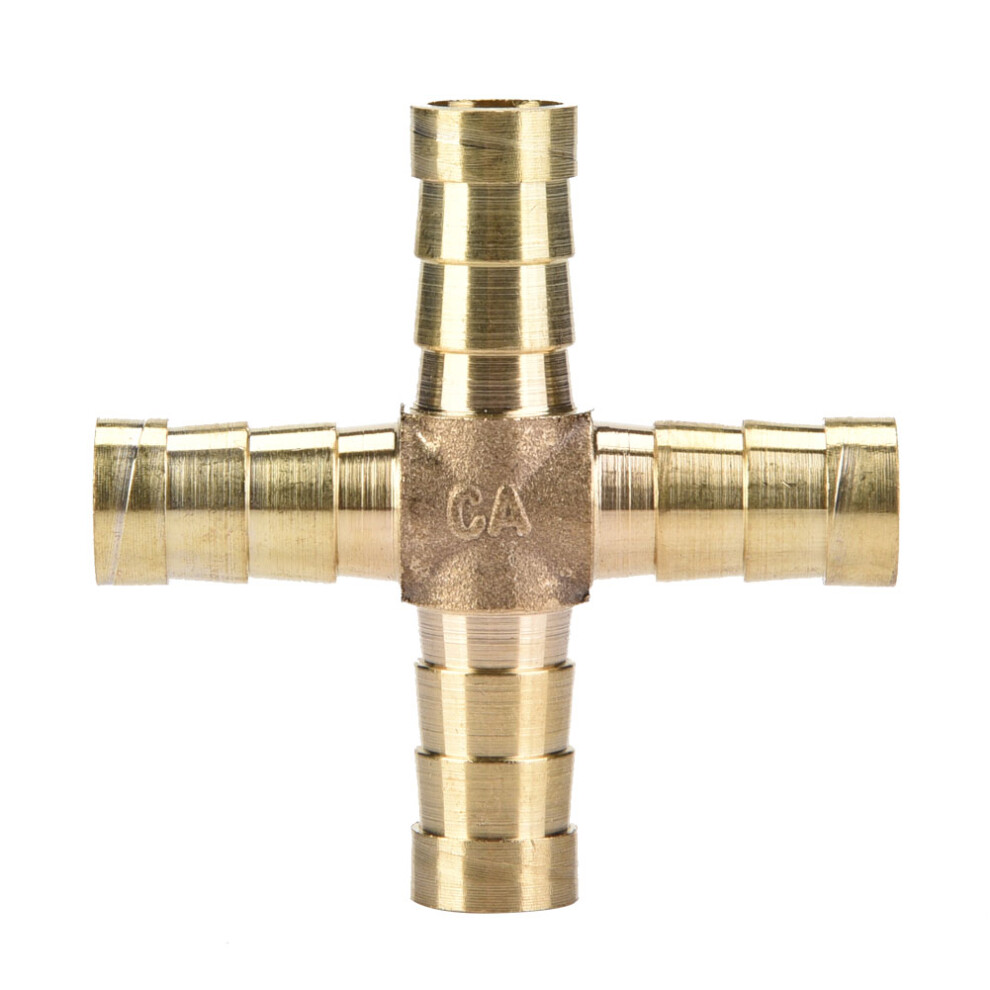 5Pcs Brass Cross 4 Way Hose Joiner Fittings Barbed Connector Air Water Oil Gas Fuel 6/8/10/12Mm 4931324796996