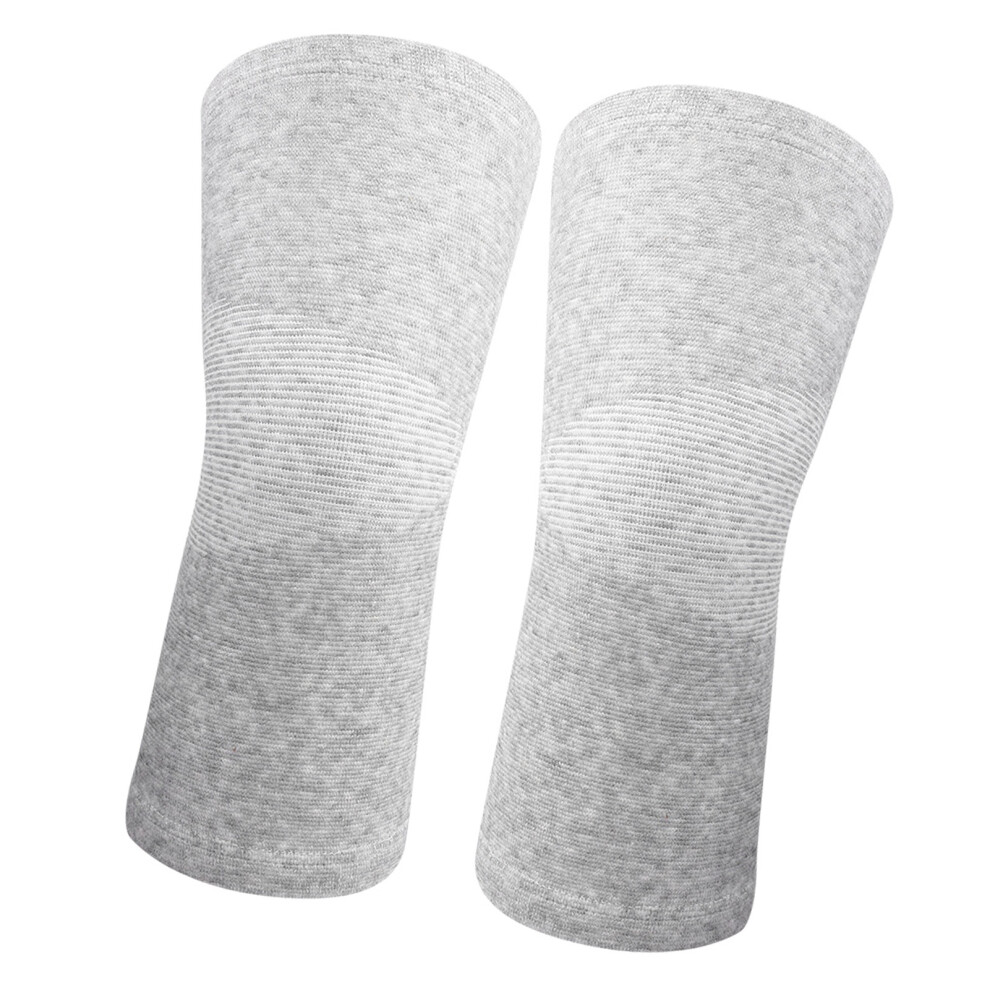 1 Pair Elastic Bamboo Carbon Fiber Knee Joint Pad Warm Keeper Knees Sleeve Protector Gray L