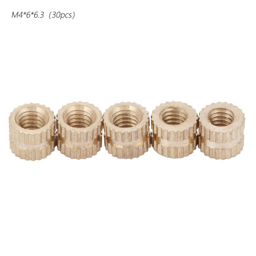 M4 Brass Cylinder Knurled Round Molded in Insert Embedded Nuts (M4*6*6.3; 30pcs) 1