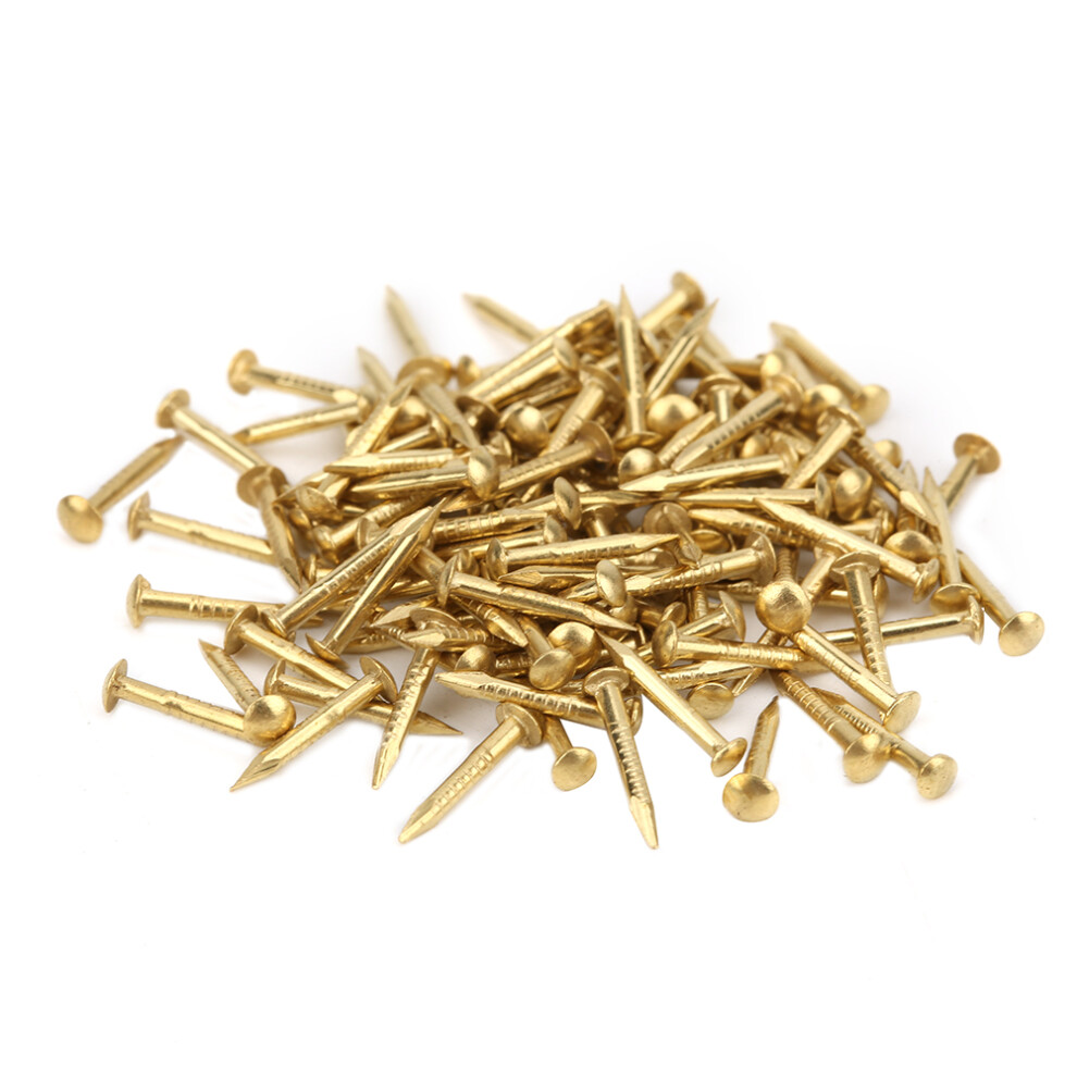 100Pcs Round Head Nail Brazen Brass Vintage Diy Craft Fastener Installation Accessories10mm Length 9311324800513