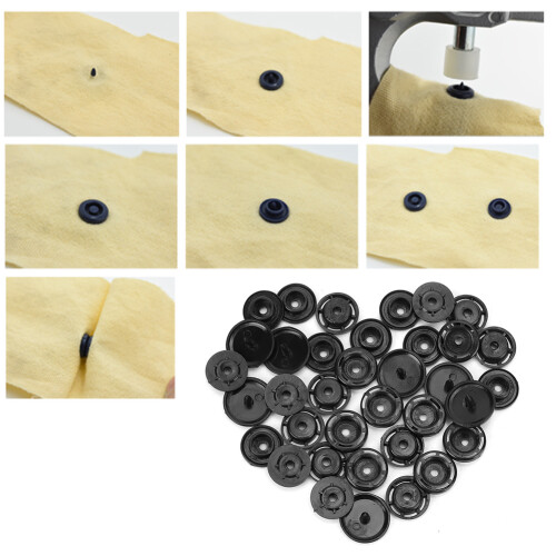 1000 Sets Harz-Druckknopf T8 14mm Schwarz 2