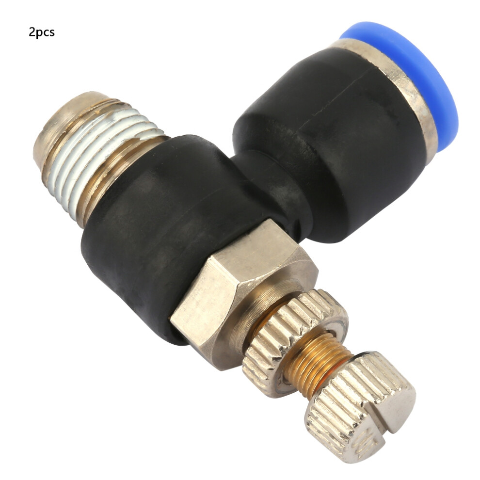 2Pcs Tube Air Flow Speed Controller Pipe Pneumatic Fitting Regulator Valve Sl6-01 8201324803557