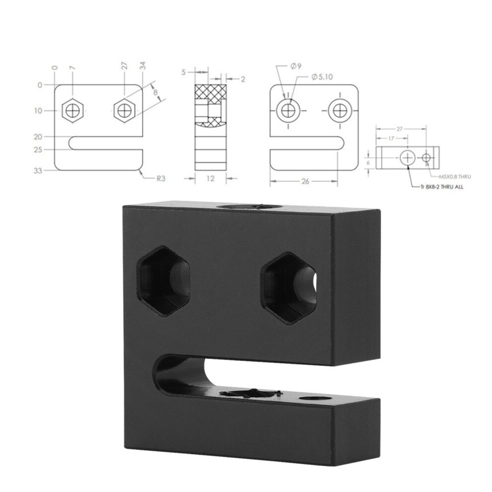 3D Printer Accessories T8 Screw Lead Screw Antibacklash Nut Block Pom Nut Seat 7891324804657