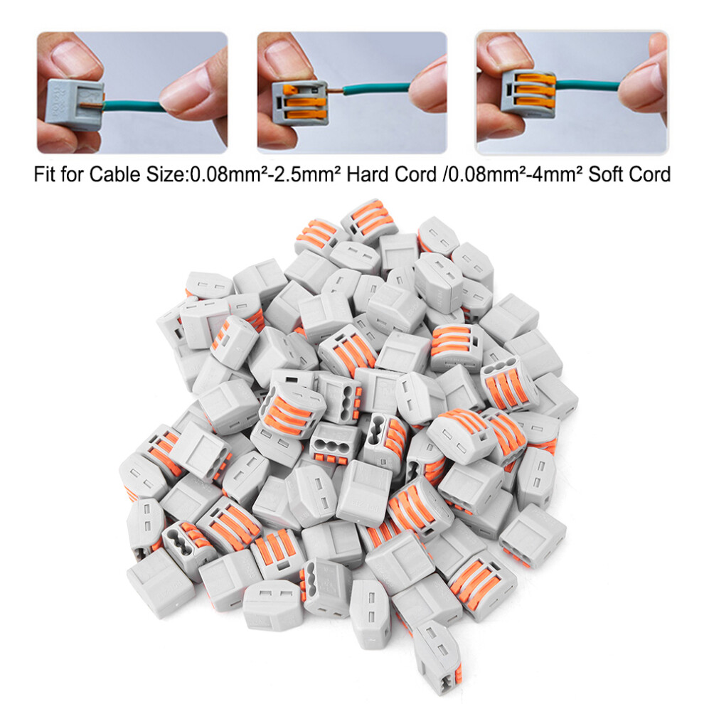 100Pcs Pct-213 Wiring Connector Quick Wire 3 Port Conductor Terminal Adapter Blockpct-213 5011324806877