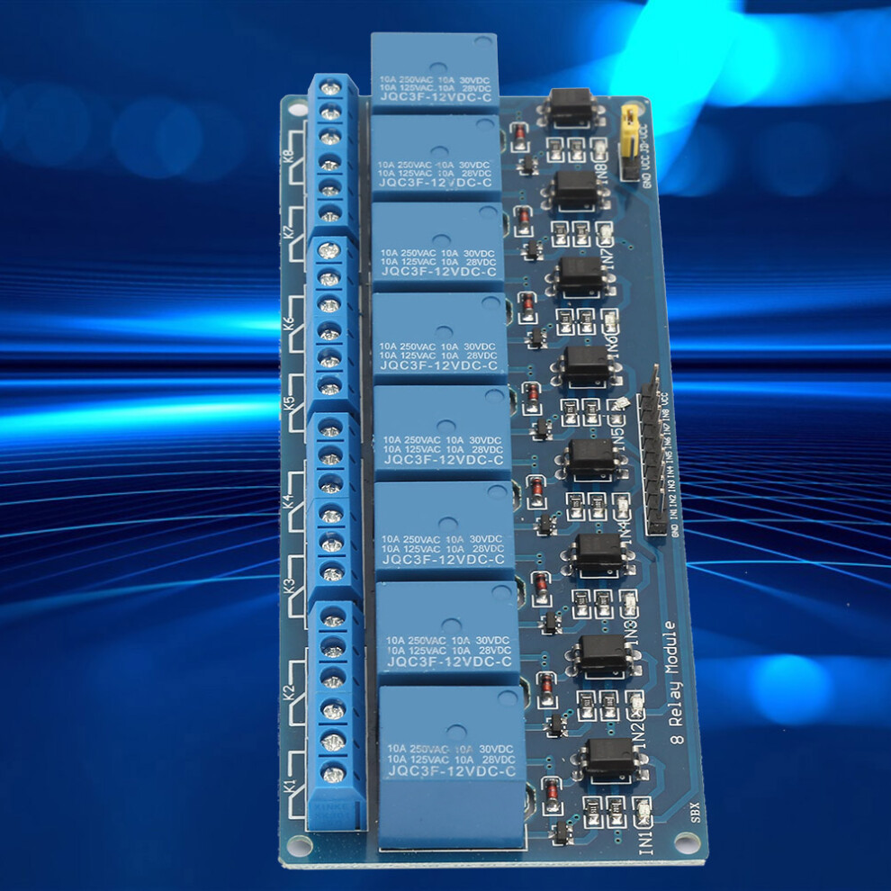 8 Channel Relay Module With Optocoupler Isolation Board Plc Relay Module For Control(12V) Blue 6921324808735
