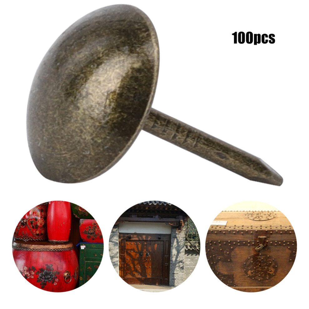 100Pcs Upholstery Nail Antique Brass Iron Furniture Decorative Drawing Pin Accessories 11X17mmbronze 9391324809570