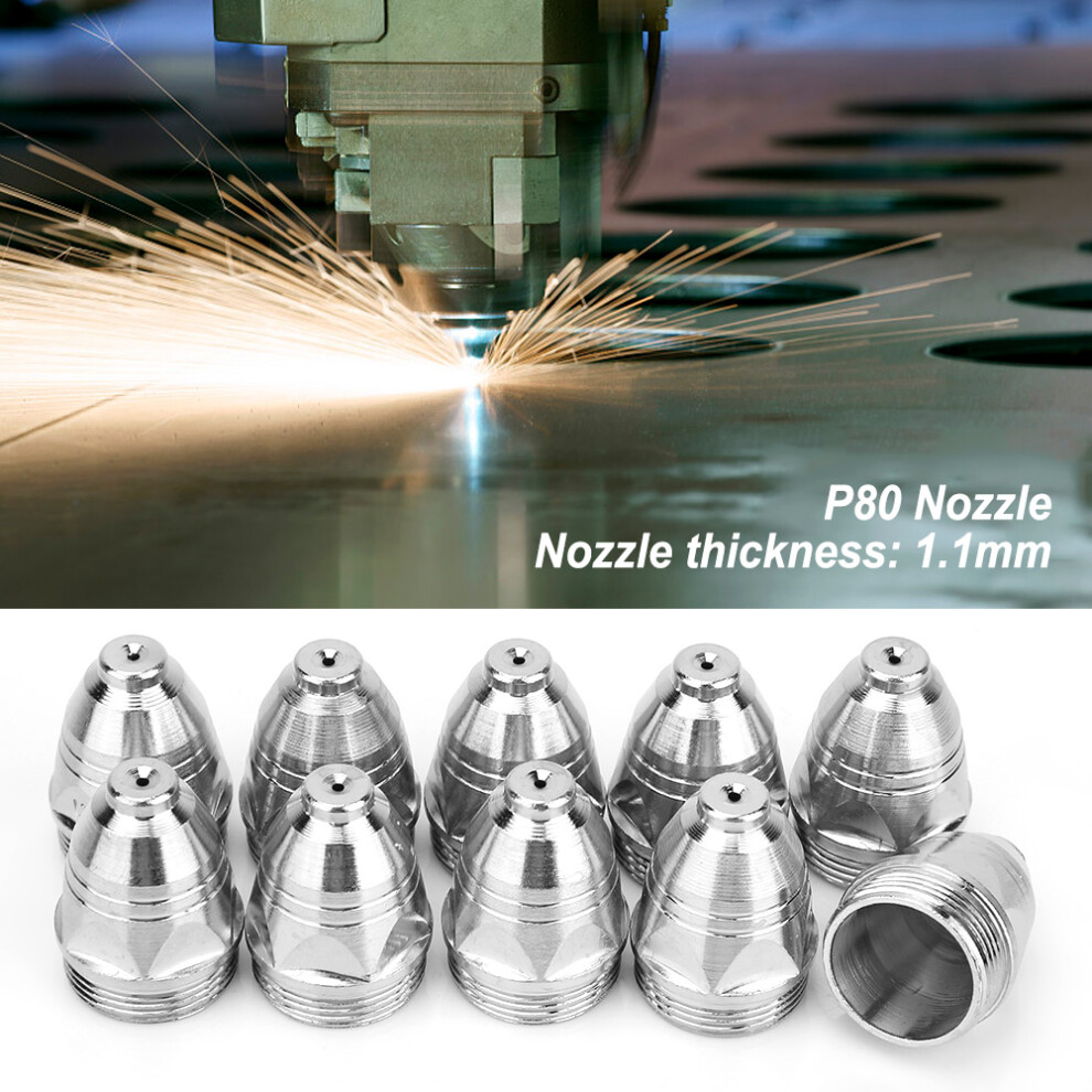 10Pcs P-80 Plasma Cutting Consumable Cutter Torch Nozzle Tips (1.1Mm Nozzle) 4671324810642