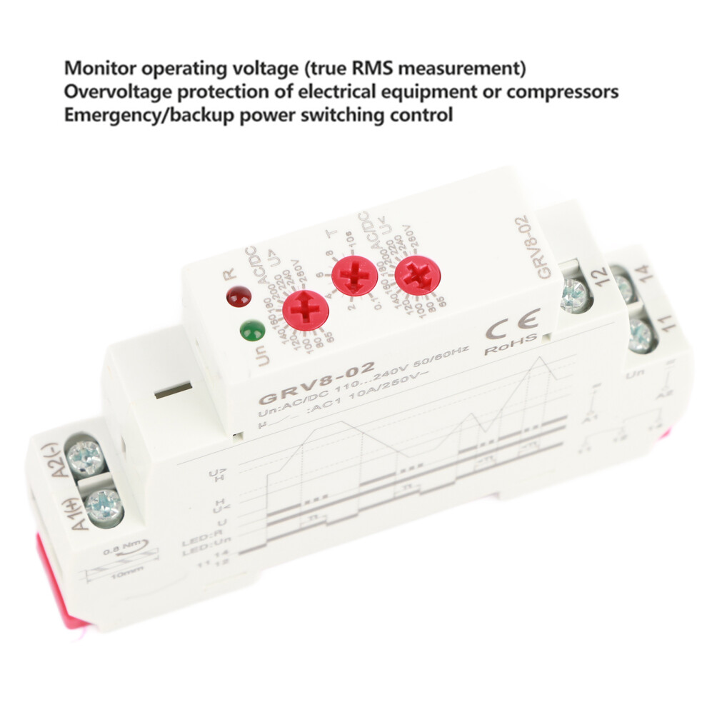 Grv8-02 Single Phase Voltage Control Monitoring Relay Over Voltage Protection (#4) 4931324812382
