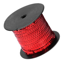 100 Yard Sequin String 6mm Decorative Accessory for Cloth Shoe Plastic Resin Sequin Line Red 100 Yard/Roll