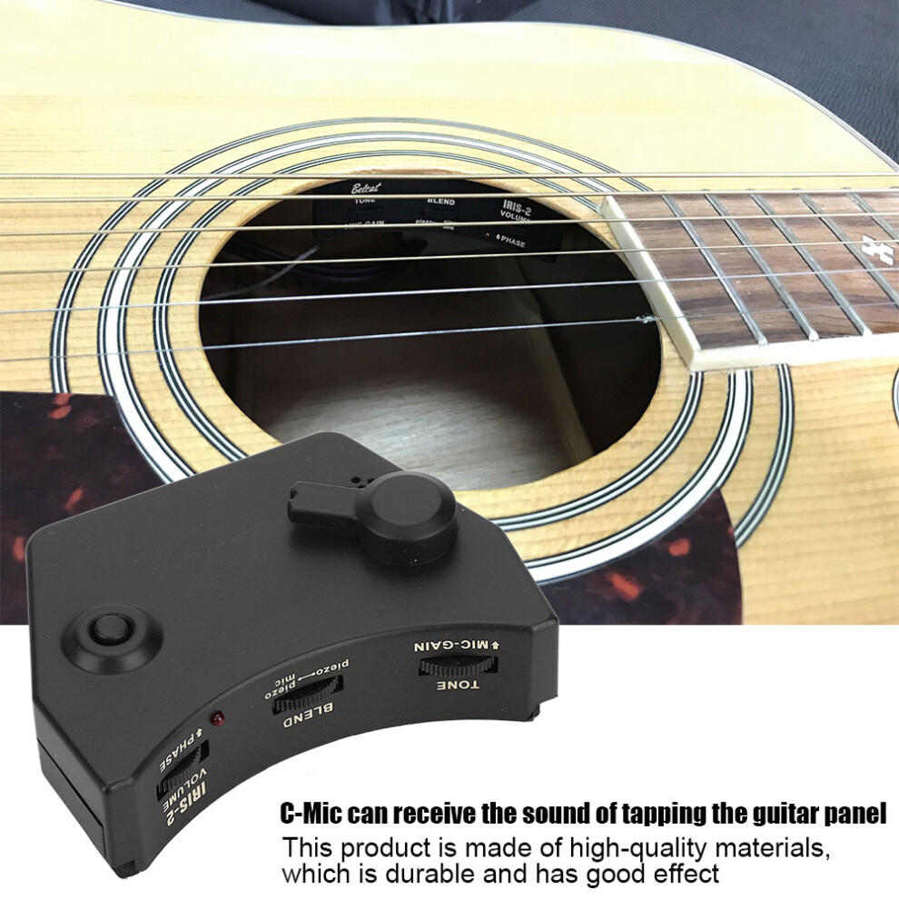 Folk Guitar Soundhole Preamp With Bridge Transducer Pickup Resonance Box Mic 9331324812194