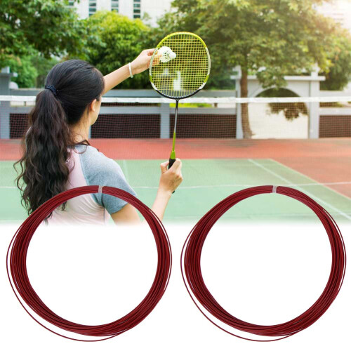 2 pcs Durable 10m High Flexibility Badminton String Line Training Racket Racquet Lines (red)