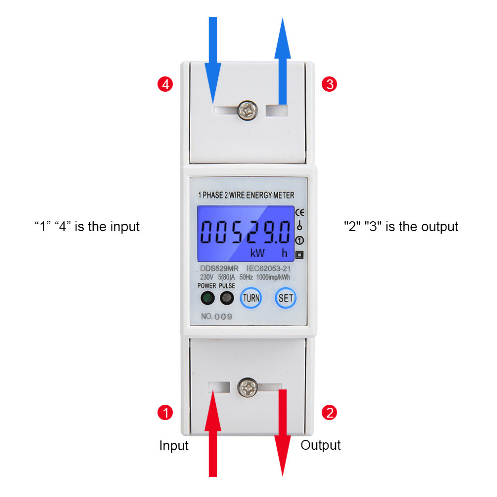 Dds529mr Single Phase Electric Energy Meter Lcd Digital Display 230V 2P Din Rail Power Meter With Rs485 7671324815064