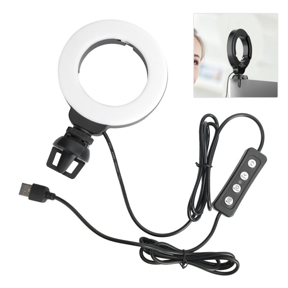 4In Led Dimmable Ring Selfie Fill With Clip For Live Video For Laptop Tablet Pc Light