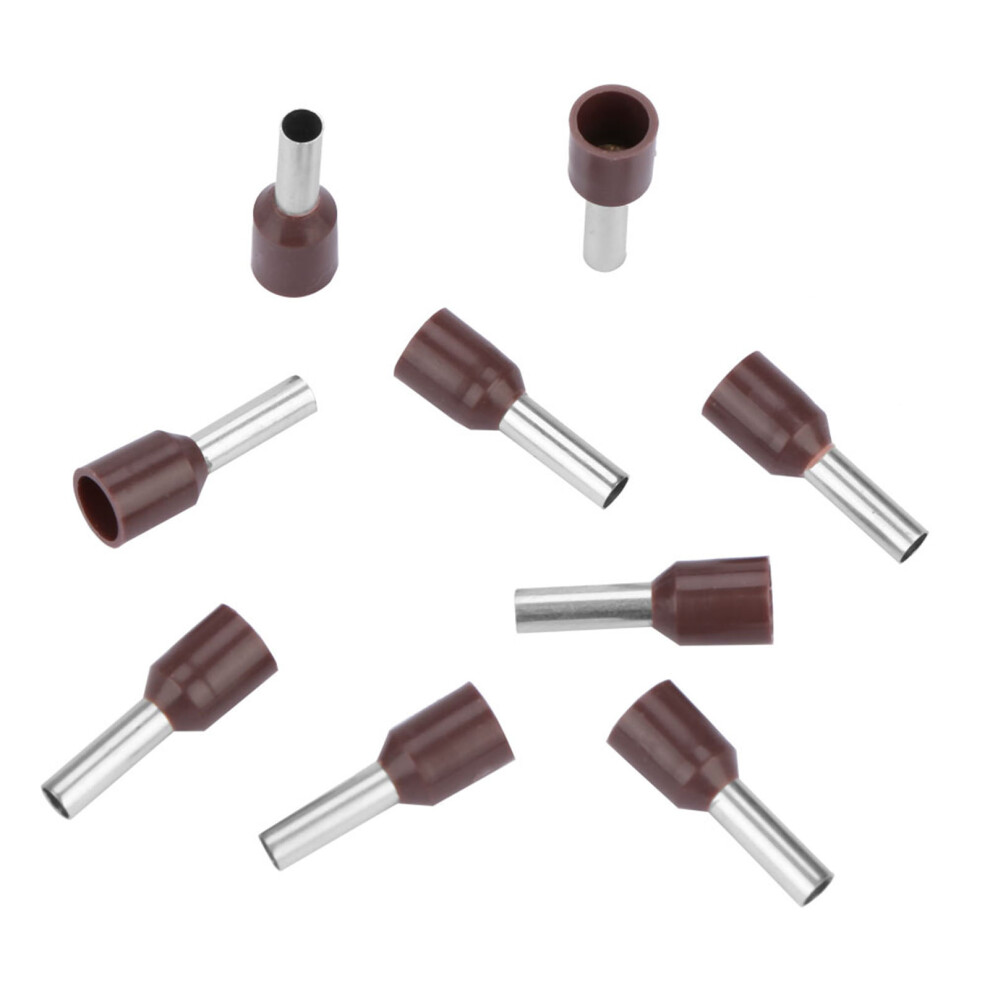 500Pcs/Set E2508 Cold Pressed Terminal Tubes Insulated Terminals Cable Connector(Brown) 4631324817164